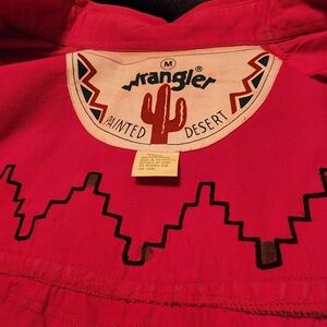 Wrangler Painted Desert Vibrant Pink Western Style Shirt, Size Medium.